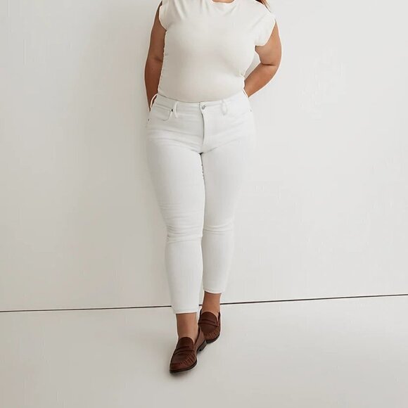 Madewell Plus 9" Mid-Rise Skinny Crop Jeans Pure White Size 16W NWT - Picture 1 of 13